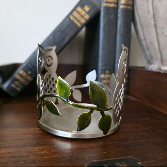 Bath & Body Works Owl Leaves 3 Wick Candle Holder - Picture 2 of 10